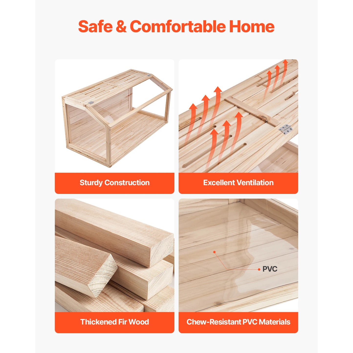 Wooden Hamster Cage 270° Viewing Hamster Habitat Hamster Cage with Openable Top Ventilated Animal Cage for Gerbils Mice