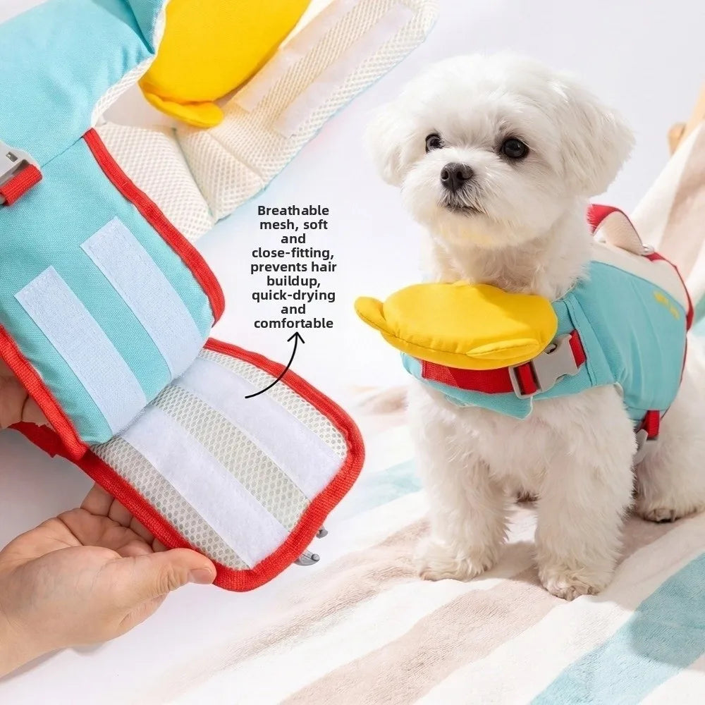 Strong Buoyancy Dog Life Jacket Adjustable Breathable Dog Swimming Suit Quick Drying Waterproof Dog Life Preserver Boating