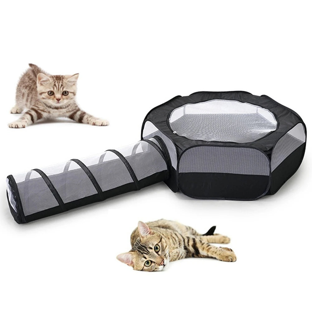 2-In -1 Cat Tunnel Rabbit Cage Two-Piece Cat Nest Toy Foldable Multifunctional Cats Roll Cage Pet Supplies