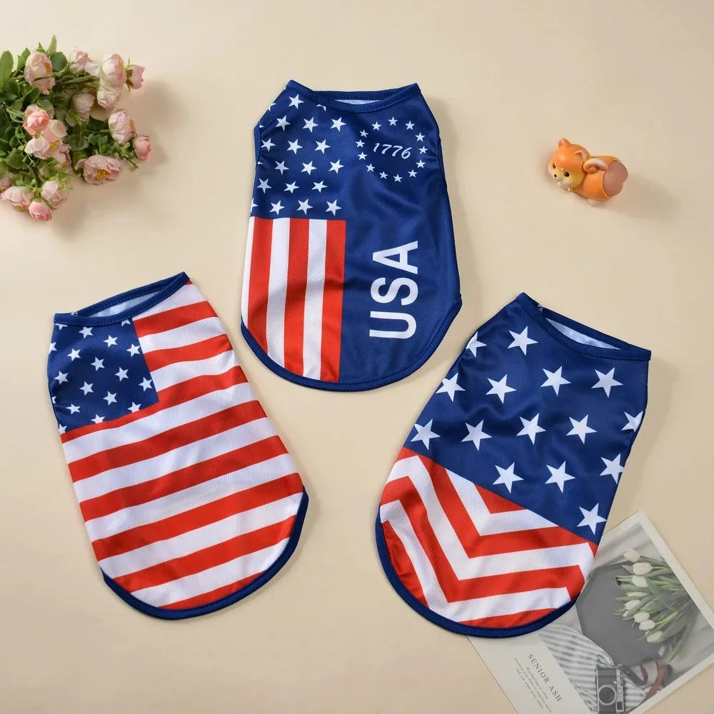 Small Dog Independence Day Shirt Summer Pet Clothes Cat Puppy Vest Chihuahua Yorkie American Flag Costume