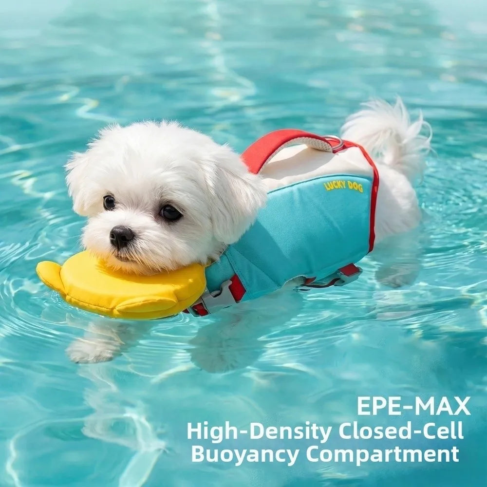 Strong Buoyancy Dog Life Jacket Adjustable Breathable Dog Swimming Suit Quick Drying Waterproof Dog Life Preserver Boating