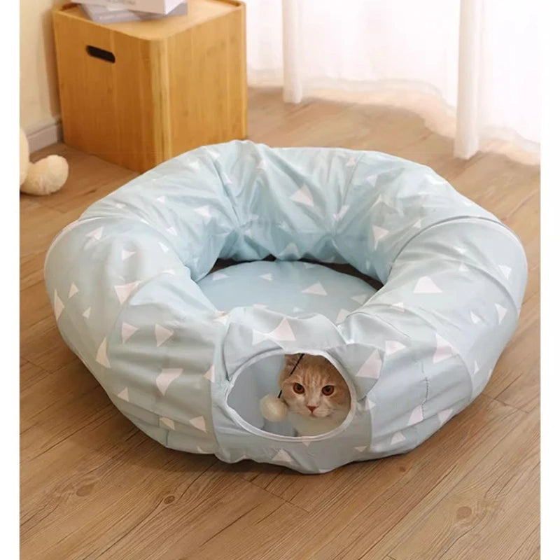 New Cat Tunnel Foldable Circular Cat Nest Cushion