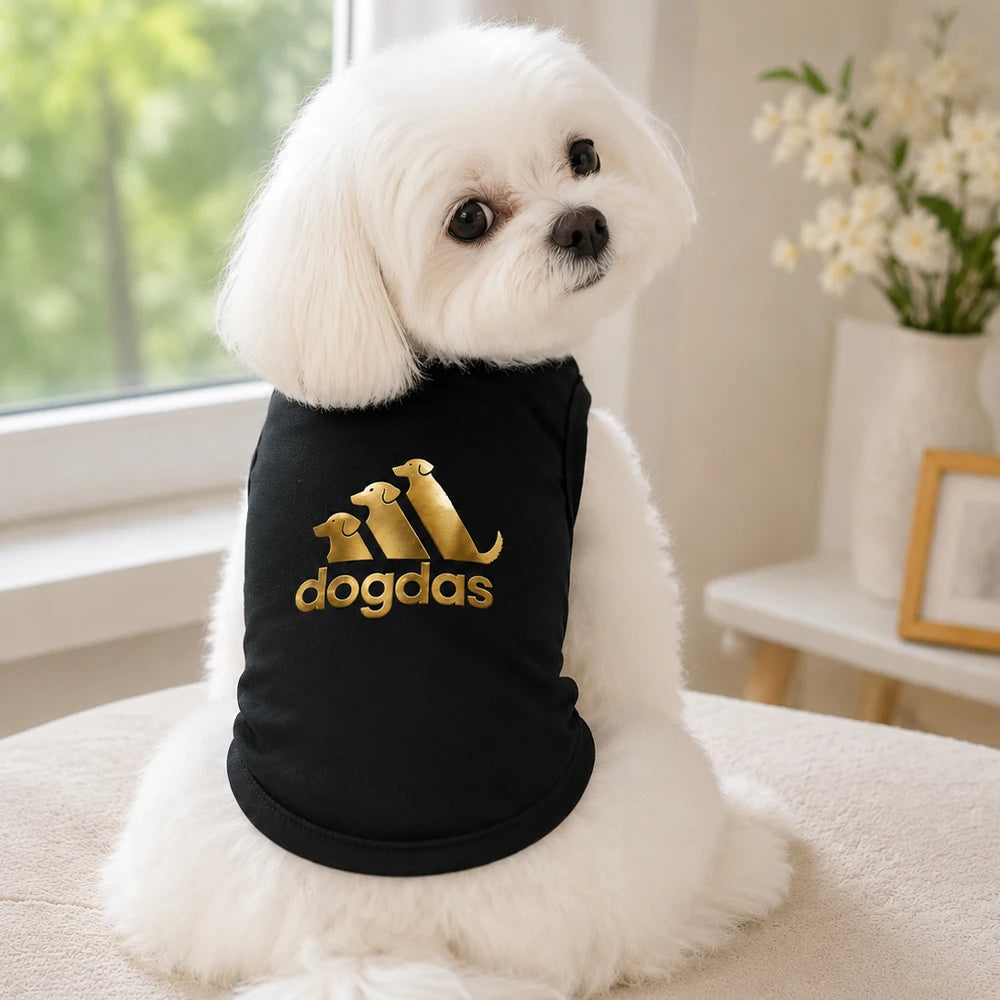 Foil Stamping Dogdas Black & Pink Dog Clothes Spring Summer Small Medium Yorkie Frenchie Pet Puppy Humor Singlet