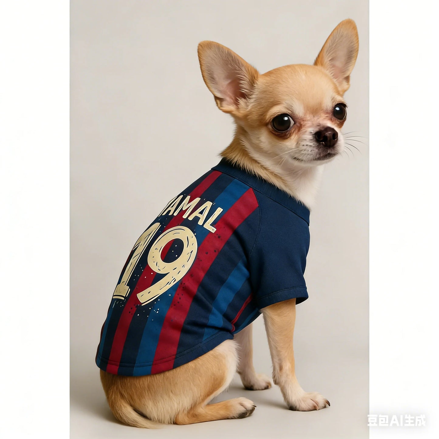 Yamal 19 Pet Dog Jersey Soft Breathable Polyester Football Striped T-Shirt for Small Medium Large Dogs Sports Style Comfortable