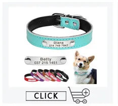 Personalized Dog Collar Dog Leather Padded Pet ID Collar Free Engraved Puppy Collars Reflective For Small Medium Large Dogs
