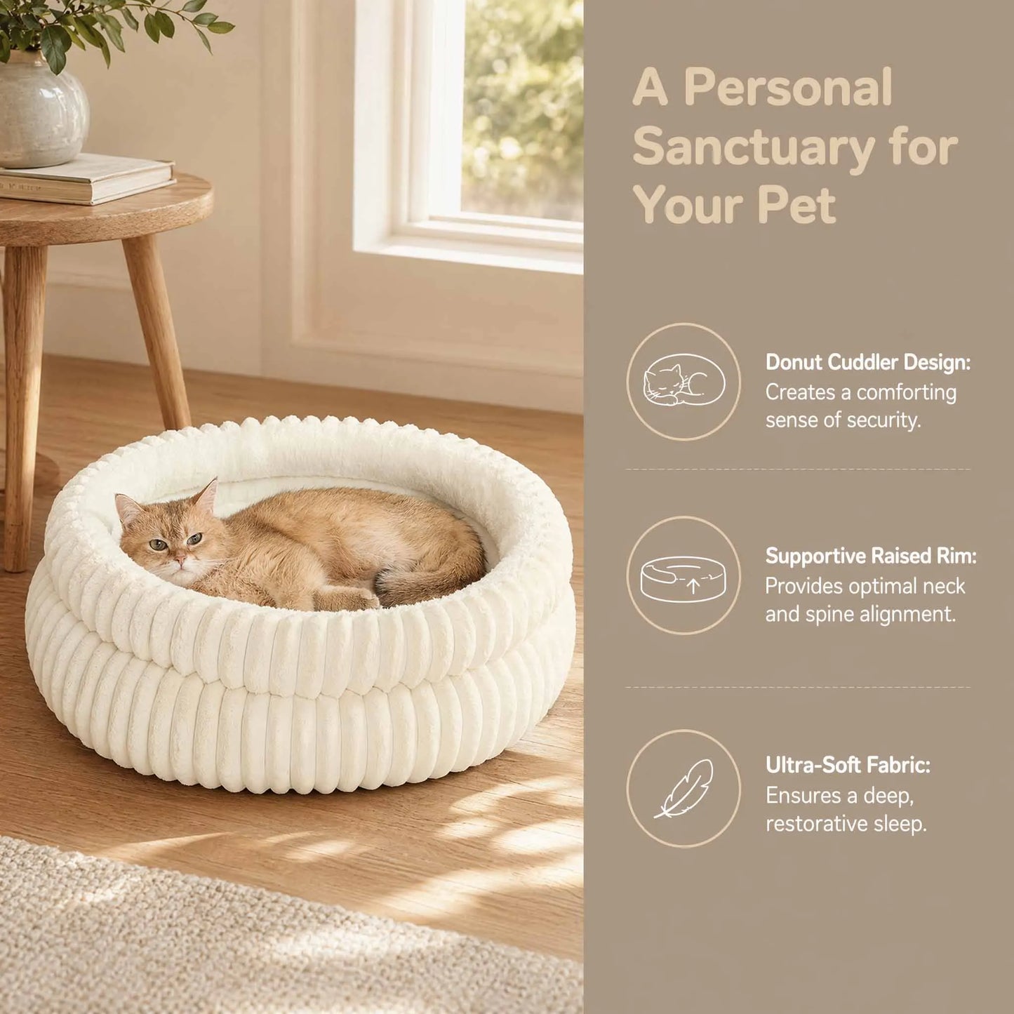Round Cute Cat Bed for Large Dog Bed Pet Basket Cozy Cat House Super Soft Pet Bed Plush Dog House For Medium Warm Sleep Kitten