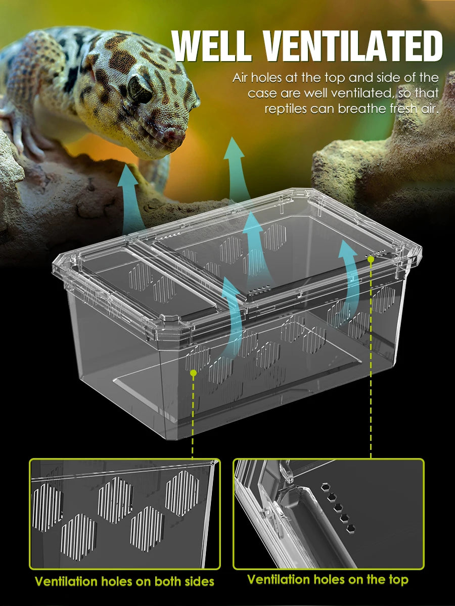 4pcs, reptile breeding box, portable transport container, suitable for lizards, geckos, snakes, frogs, turtles, spiders