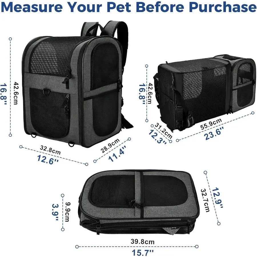Pet Carrier Backpack for Large Small Cats and Dogs Puppies with Safety Features and Cushion Back Support Ideal for Travel Hikin