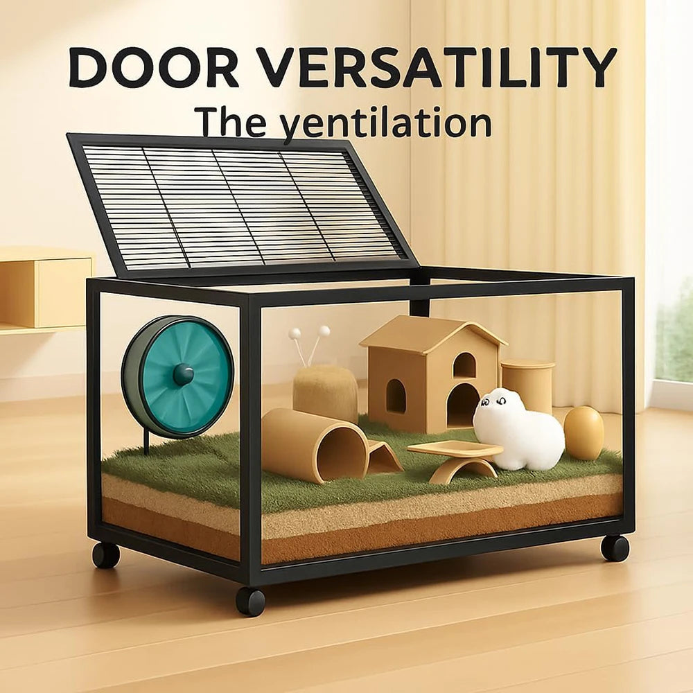 Large Plastic Metal Mouse Cage With Wheels Small Animal Habitat For Dwarf Syrian Hamster House Guinea Pig Gerbil Accessories