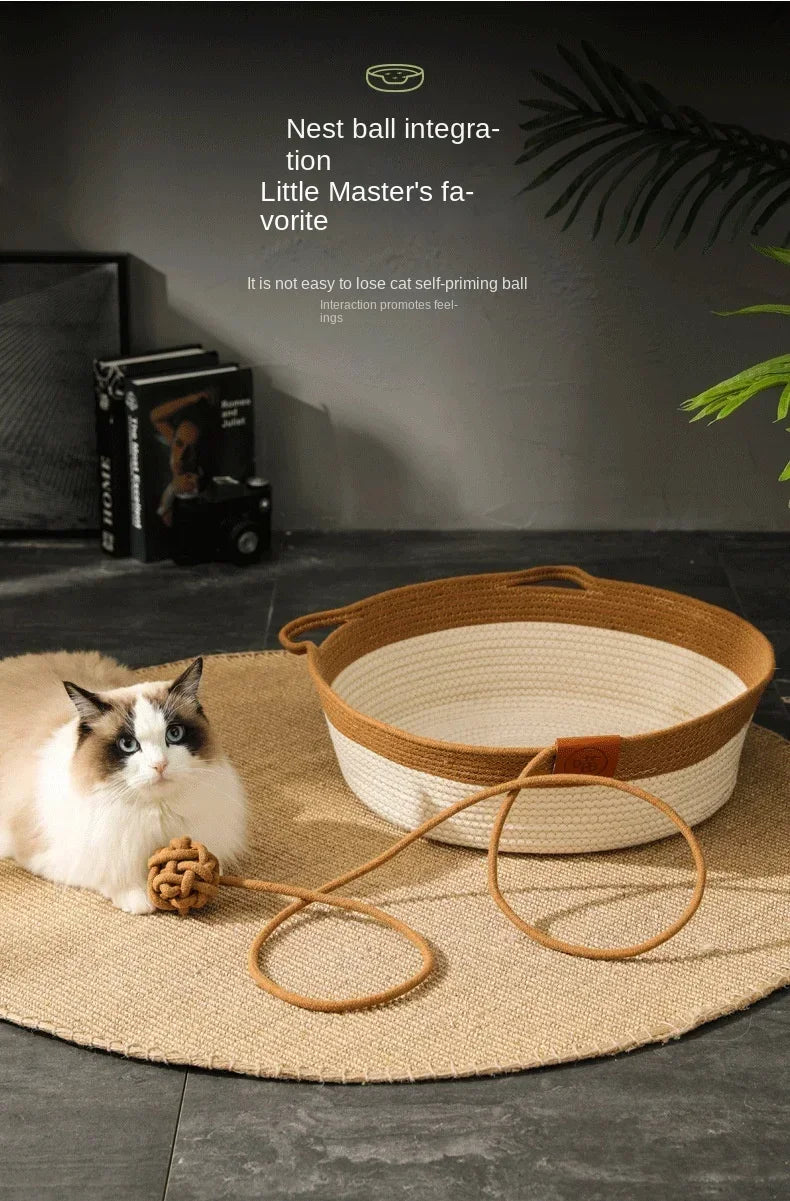 Handwoven Cotton Rope Cat Bed