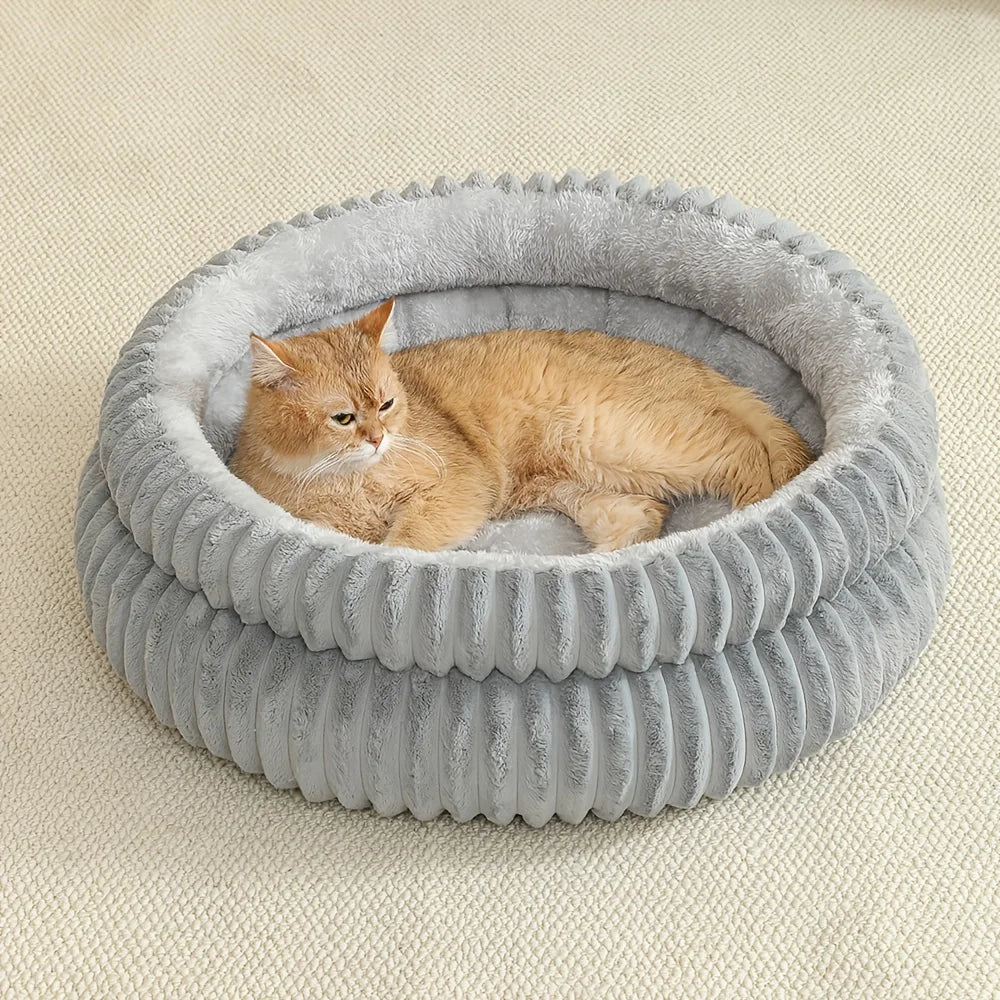 Round Cute Cat Bed for Large Dog Bed Pet Basket Cozy Cat House Super Soft Pet Bed Plush Dog House For Medium Warm Sleep Kitten