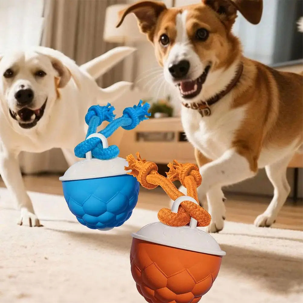 Interactive Dog Toys Smart Rolling Ball With Rope Motion Activated Automatic Moving Squeaky Dog Training Puppy Chew Toy Balls