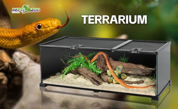 42 Gal 159 L Lizard Tank Enclosure for Bearded Dragon Black Snake Tank Glass Terrariums With Wire Mesh Screen Cover