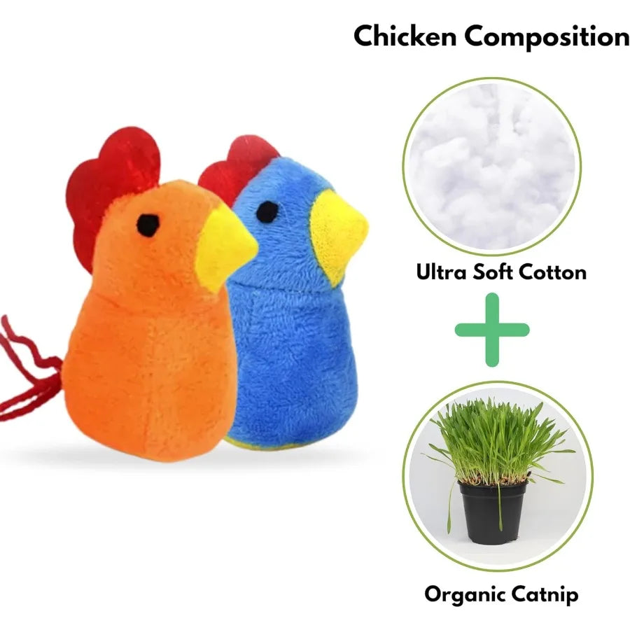 Catnip Cat Toy 2 Pack Chicken Bird Interactive Chew Kicker Toys