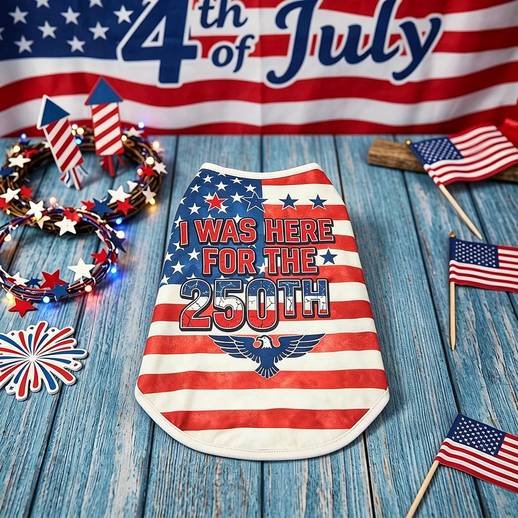Pet Dog Vest with U.S. 250th Anniversary Star-Spangled Banner Print, July 4th Dog Clothes, Small Medium Large Dogs Cats Apparel