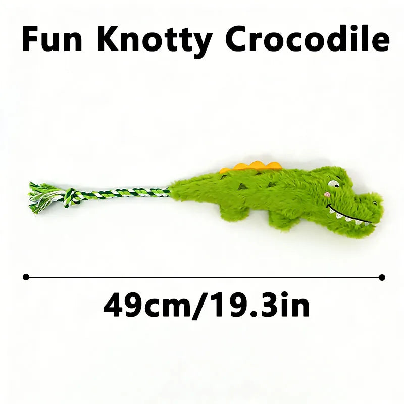 Cute Animal Rope Indestructible Plush Dog Toy with Squeaker