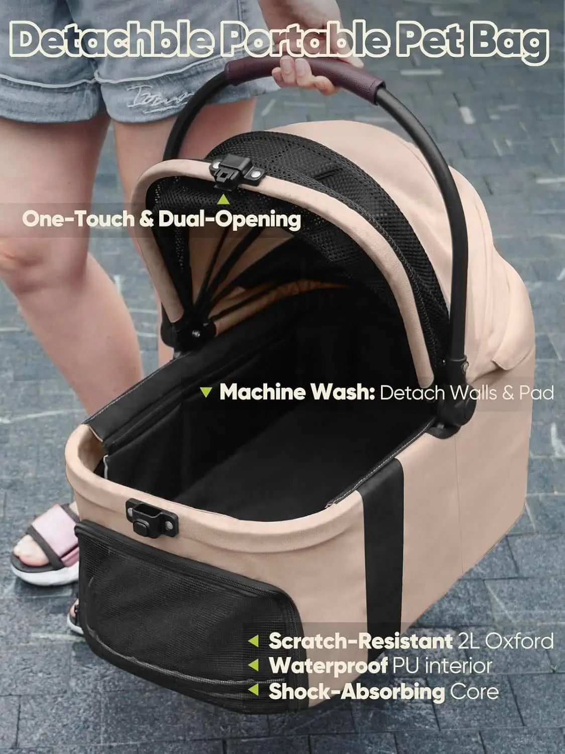 5-in-1 Foldable Pet Stroller for Small Dogs and Cats Up to 55 lbs, Waterproof Carrier with Easy-Clean Design