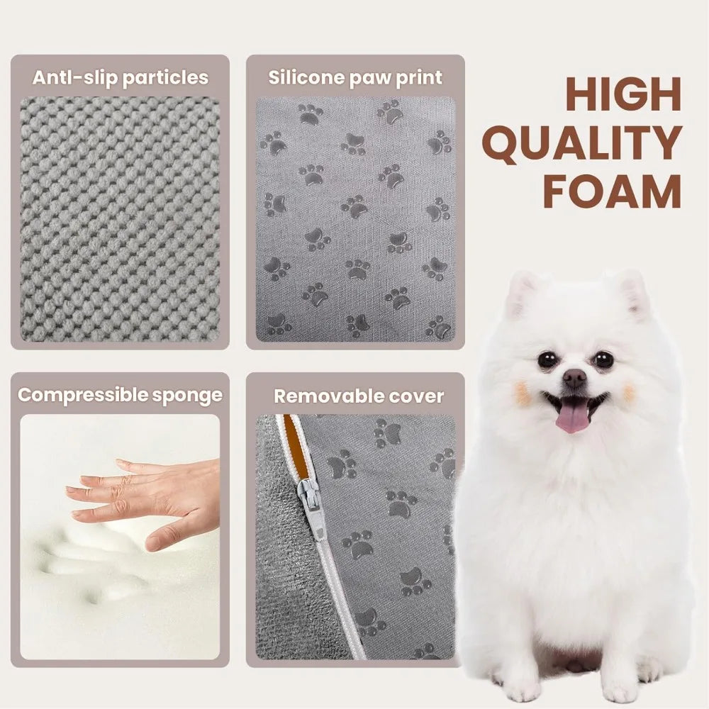 Dog Stairs for Small Dogs, High Density Foam Dog Steps, Extra Wide Non-Slip Pet Ramp for High Beds Or Couch, Soft Doggie Ladder