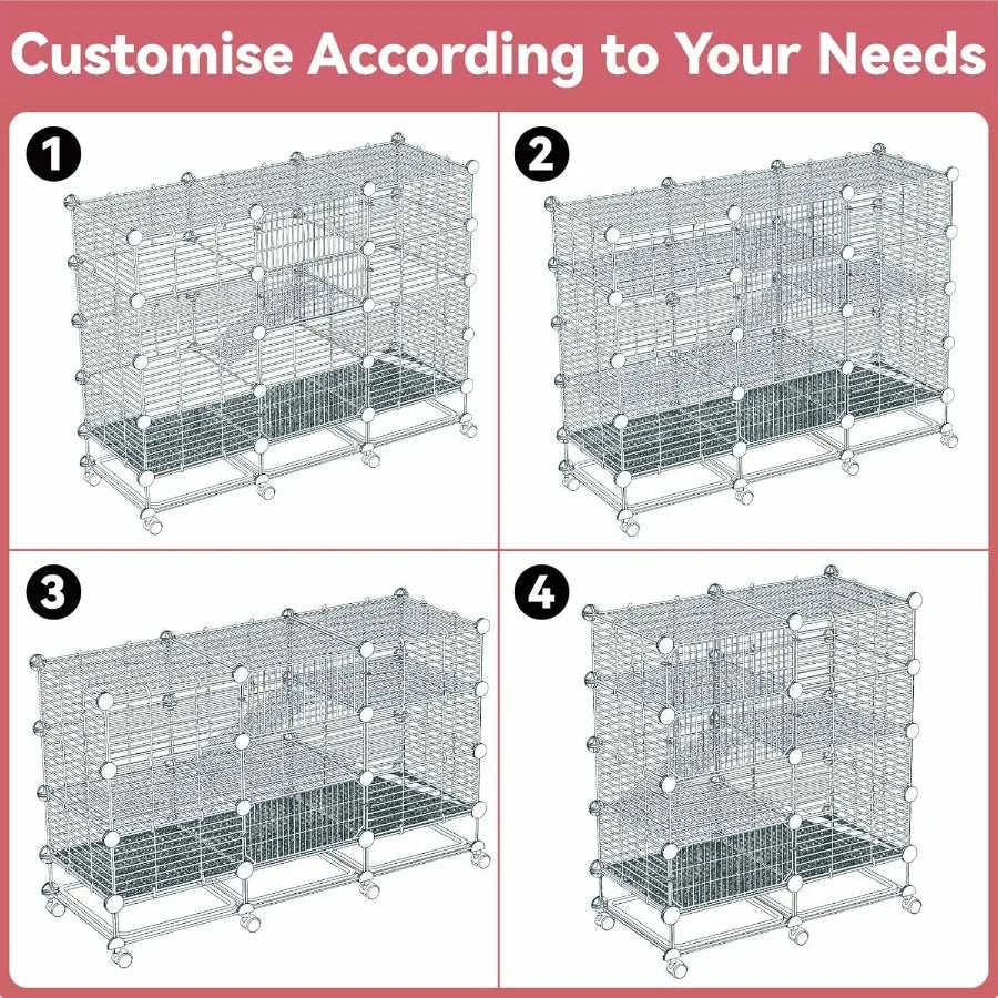 Large Guinea Pig Cages Indoor: 4Tier CC Rabbit Cage with Wheels and Removable Tray for Small Animals Including Bunnies Hamsters