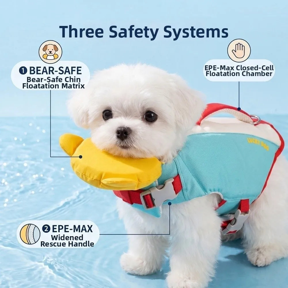 Strong Buoyancy Dog Life Jacket Adjustable Breathable Dog Swimming Suit Quick Drying Waterproof Dog Life Preserver Boating