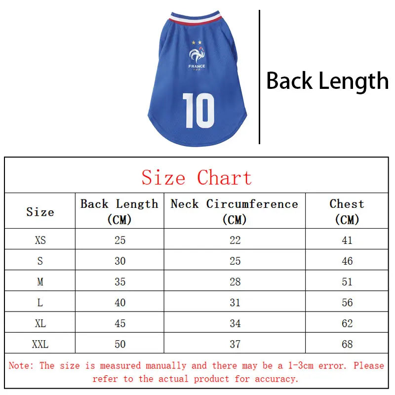 French  football team Pet Breathable Mesh Jersey Summer Quick Dry Vest Thin Cool T Shirt Clothes for Cats Dogs Puppy