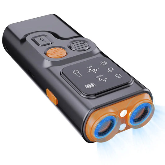 Rechargeable Ultrasonic Anti Dog Bark Deterrent Device with Dual Ultrasonic Emitter LED Flashlight Shock Bark Collar Alternative