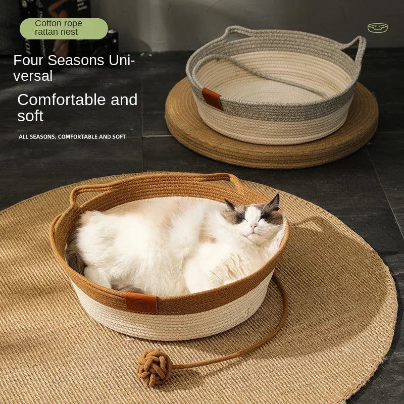 Handwoven Cotton Rope Cat Bed