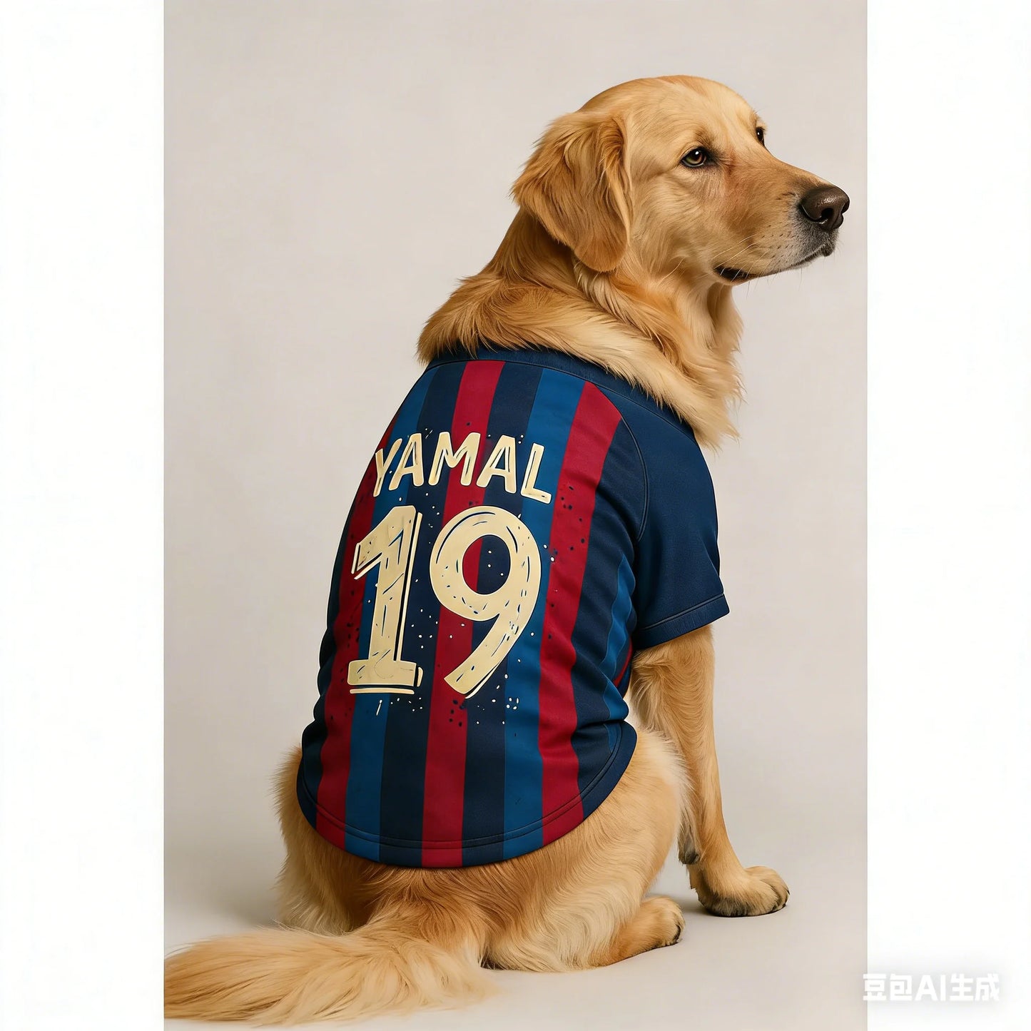 Yamal 19 Pet Dog Jersey Soft Breathable Polyester Football Striped T-Shirt for Small Medium Large Dogs Sports Style Comfortable