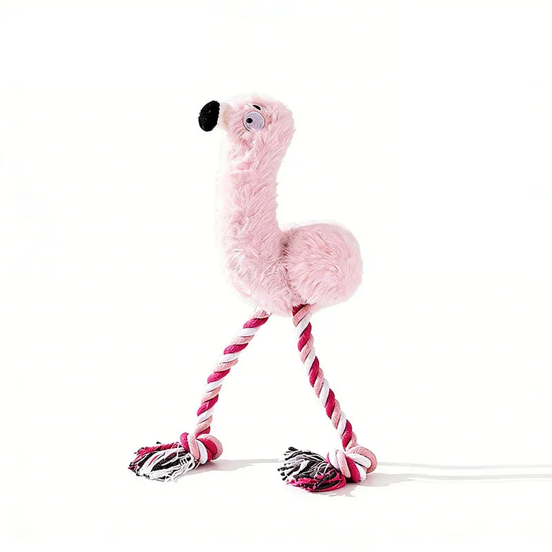 Cute Animal Rope Indestructible Plush Dog Toy with Squeaker