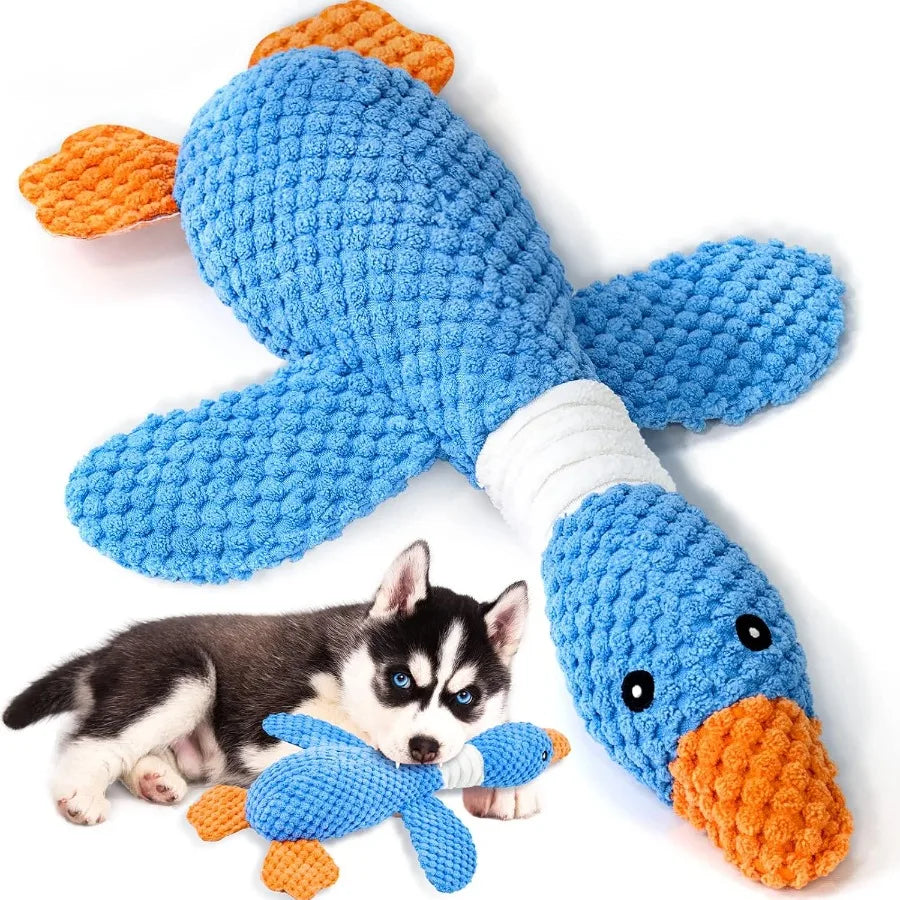 Upgraded Goose Indestructible Dog Toys for Aggressive Chewers Small Medium Large Breed Crinkle Squeaky Plush Dog Puppy Chew Toy