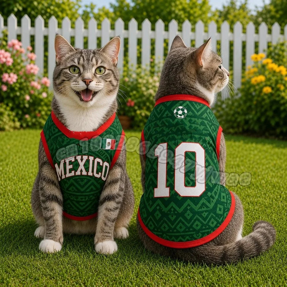 2026 new Summer Dog Clothes MEXICO no.10  print Basketball Clothes Puppy T-Shirt Summer Pet Cat Shirts For soccer fans Dogs vest