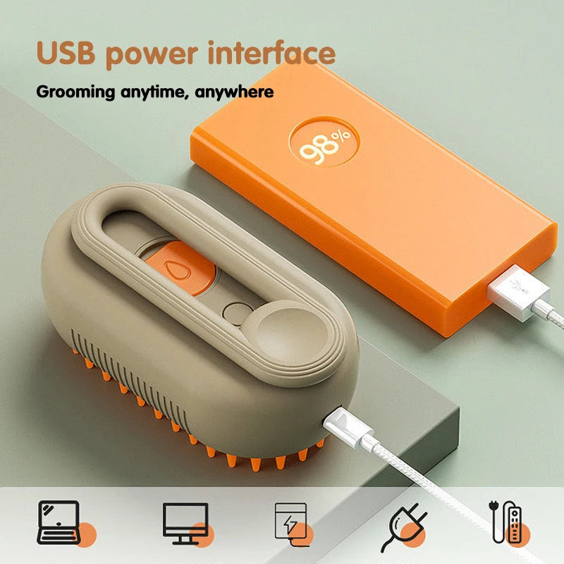 Electric Steam Pet Brush 🐾⚡