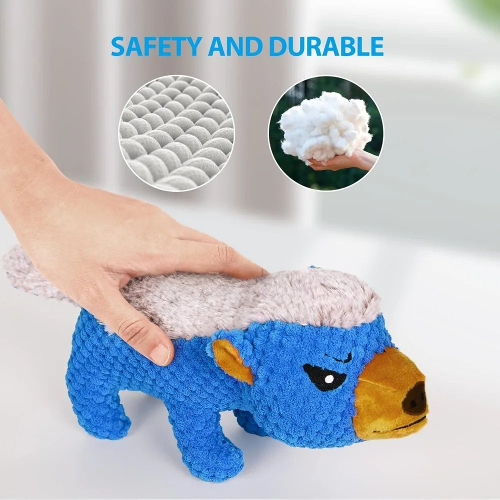 Dog Plush Toys for Aggressive Chewers, Indestructible Dog Squeaky Toys with Crinkle Paper
