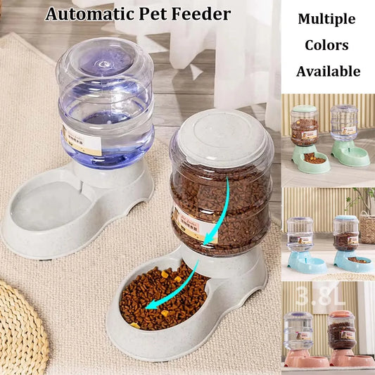 Automatic Pet Feeder 3.8L Large Capacity Pet Feeder and Water Dispenser Plastic Water Bottle Pet Supplies Bowl For Cats And Dogs