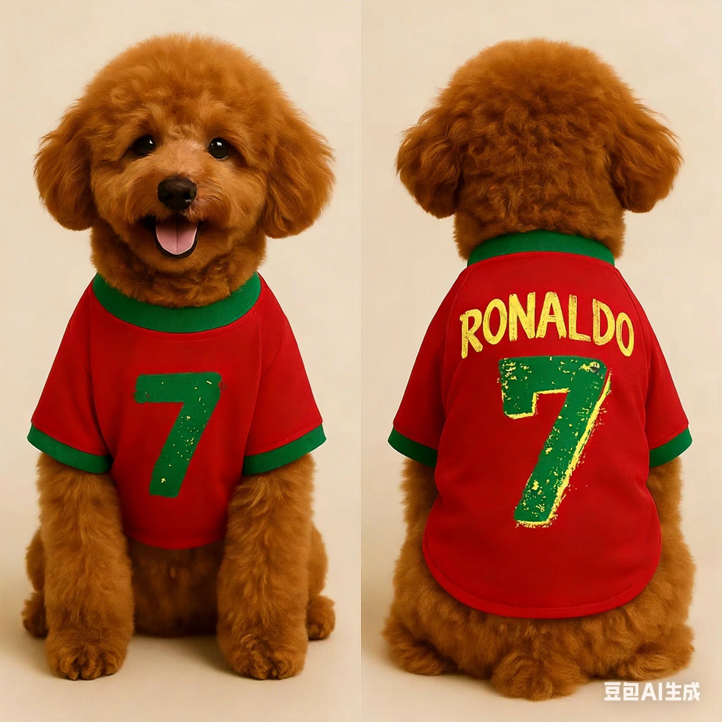 1 Ronaldo 7 Pet Dog T-Shirt Soft Breathable Football Jersey Costume for Dogs Sports Team Fan Style Comfortable Cute Sportswear