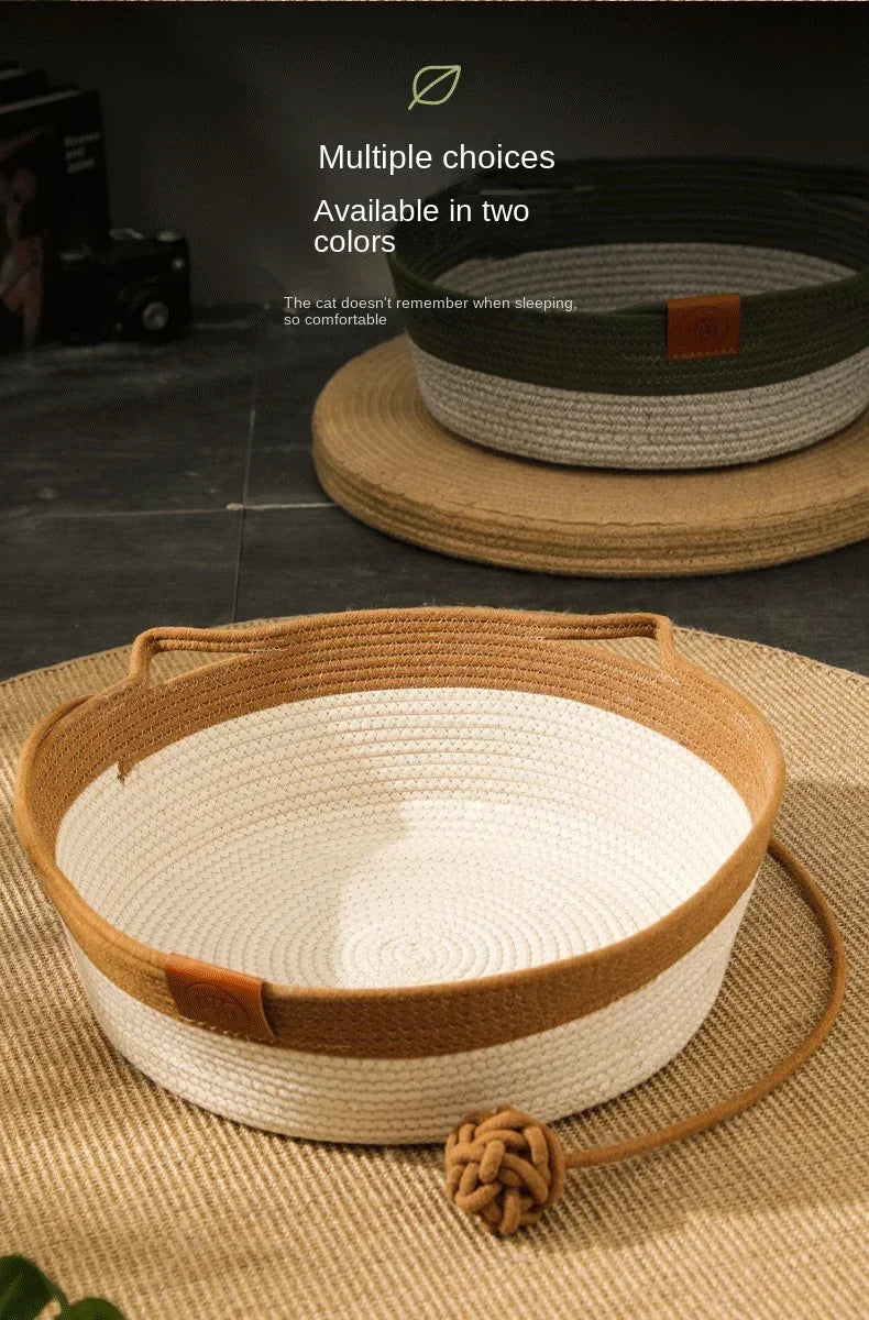 Handwoven Cotton Rope Cat Bed