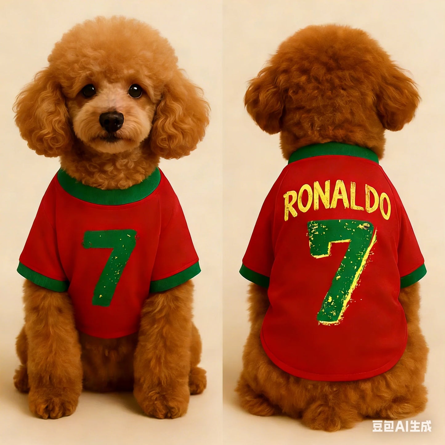 1 Ronaldo 7 Pet Dog T-Shirt Soft Breathable Football Jersey Costume for Dogs Sports Team Fan Style Comfortable Cute Sportswear