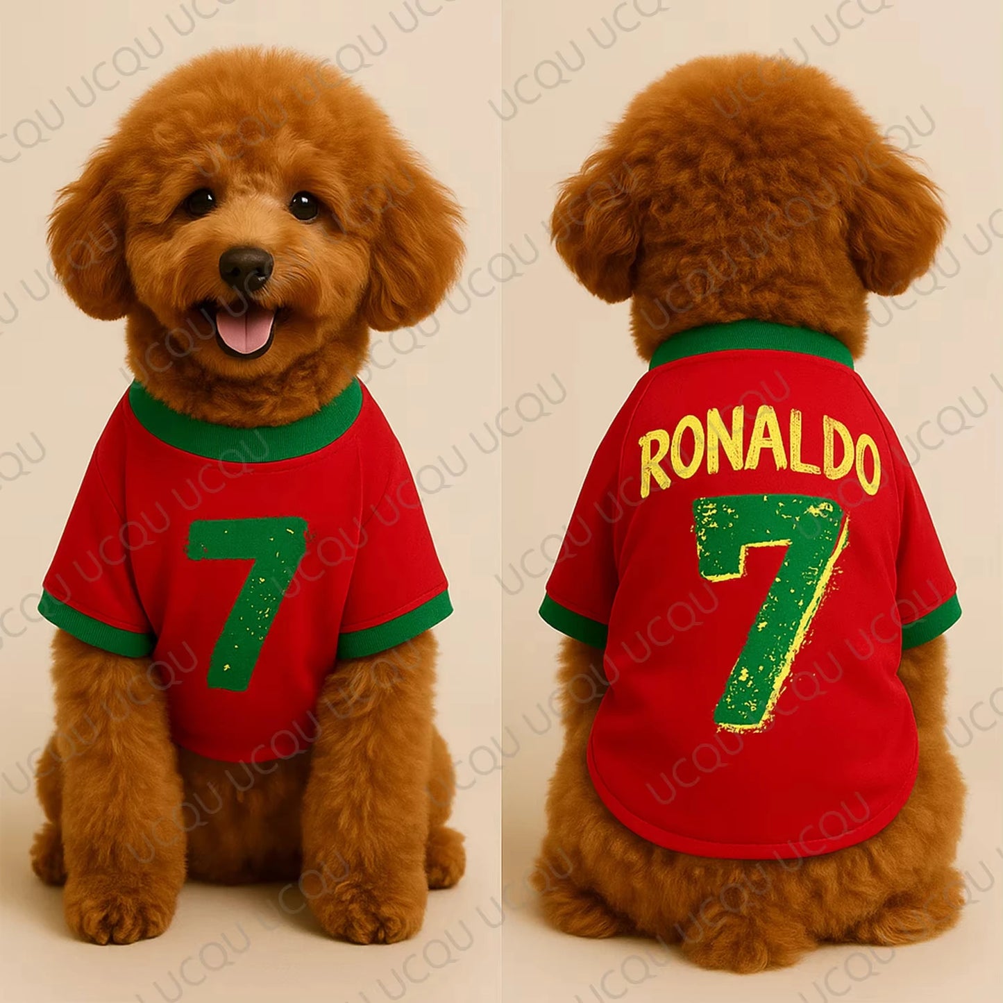 1 Ronaldo 7 Pet Dog T-Shirt Soft Breathable Football Jersey Costume for Dogs Sports Team Fan Style Comfortable Cute Sportswear