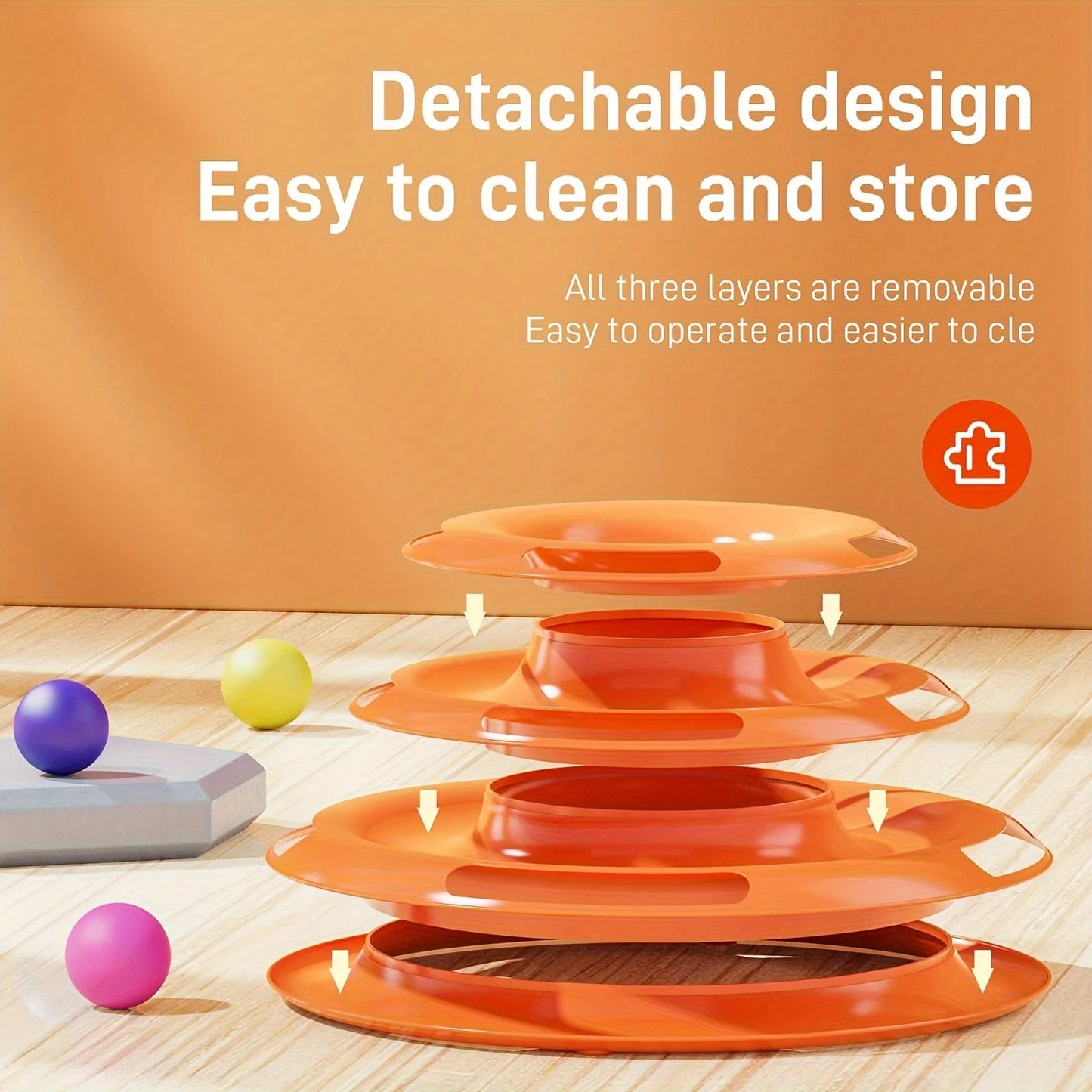 3-Layer Interactive Cat Toy Tower 🐱🎯🌈