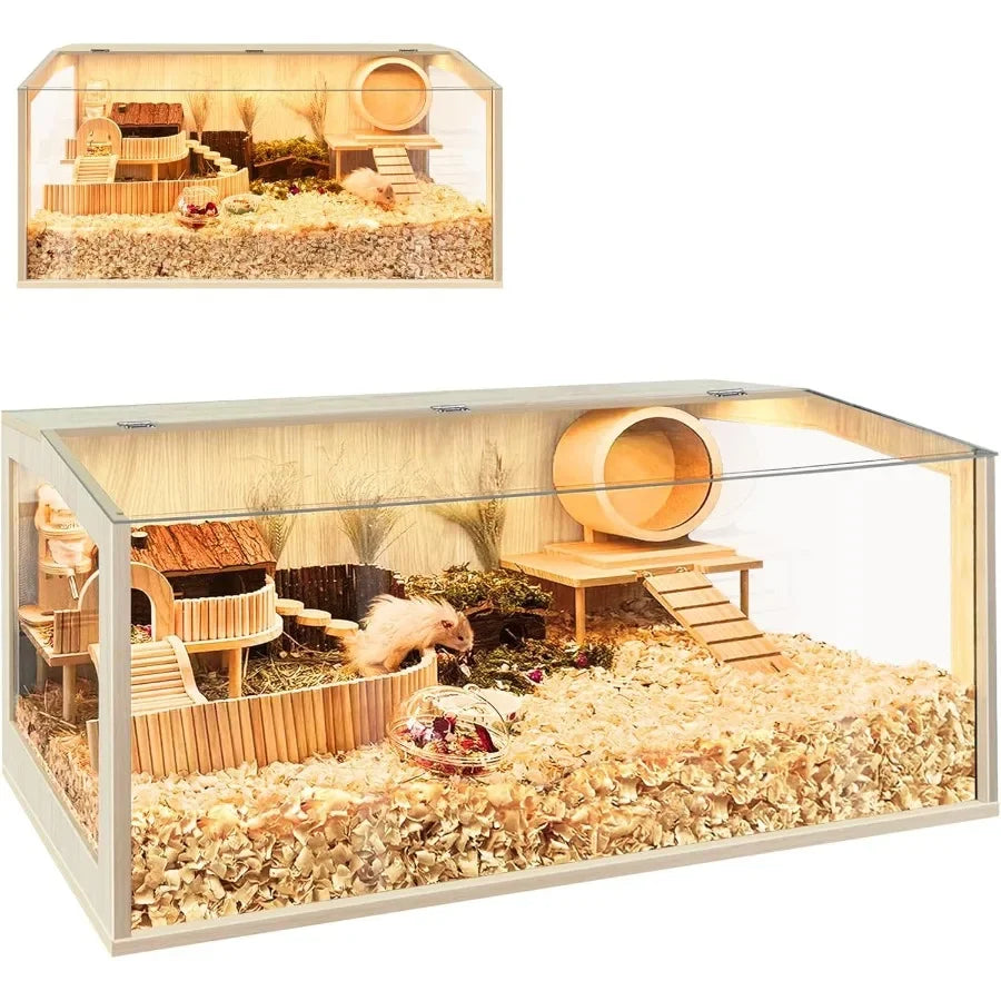 Hamster Cage Chew Proof Guinea Pig Cages Mice and Rat Habitat Openable Top Hamster Habitat Solid Built