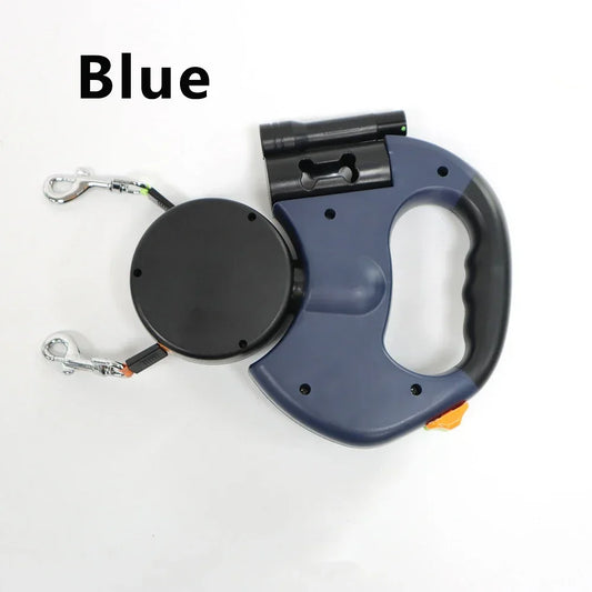 Retractable Dual Doggie Leash with LED Light, 360 Swivel No Tangle for Each Dog Independent Braking with 3M Reflective Leads Dog