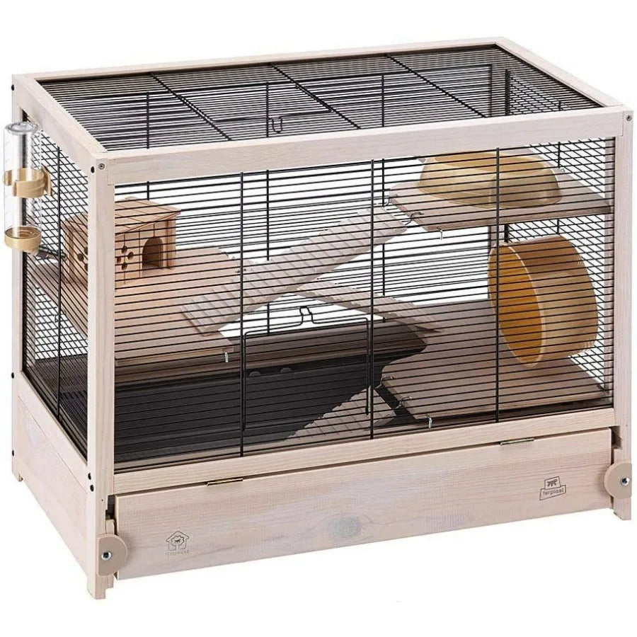 Spacious and Secure Hamster Habitat for Small Pets with Multiple Levels EasytoClean Design Builtin Wheel