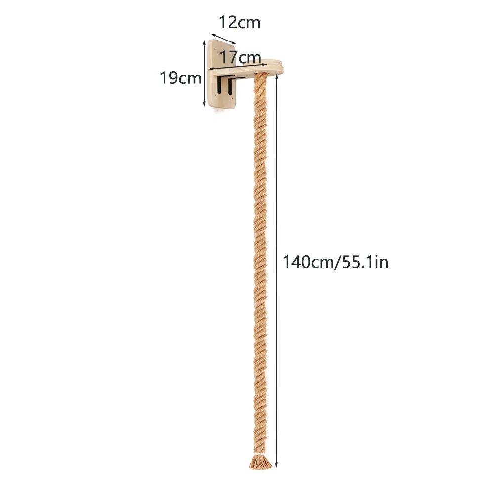 Cat Climbing Shelf and Rope Tree Wall Mounted Scratching Post Sisal Rope Lounging Interactive Play Toys Gym for Indoor Cats