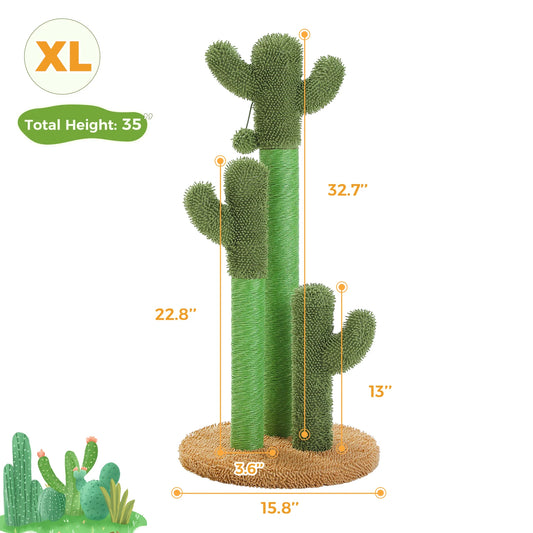Cactus Cat Tree with Lagre Condo, Hammock, Dangling Ball, Small Cat Tower, Cat Scratching Post for Indoor, Cat Toys