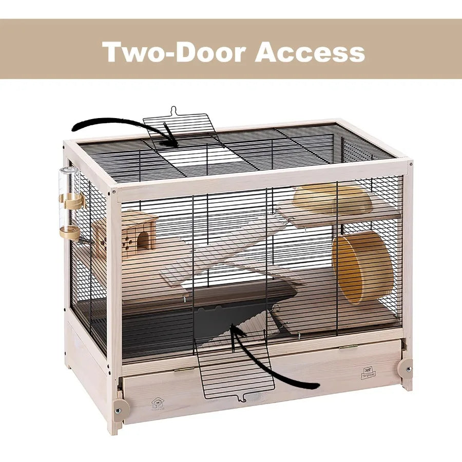 Spacious and Secure Hamster Habitat for Small Pets with Multiple Levels EasytoClean Design Builtin Wheel