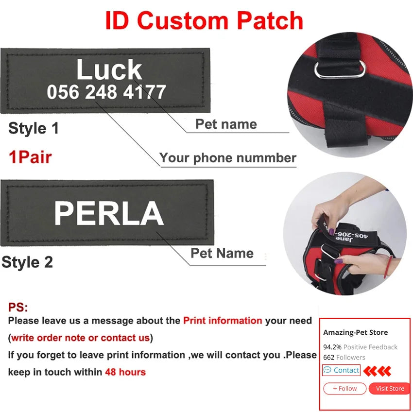 Personalized Dog Harness NO PULL Reflective Breathable Pet Harness For Small Large Dog Harness Vest With Name Custom Patch
