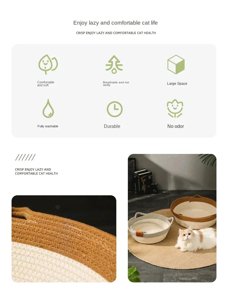 Handwoven Cotton Rope Cat Bed