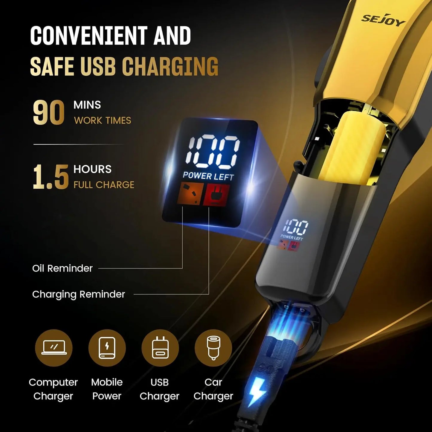 Professional Hair Trimmer, Cordless Barber Hair Grooming Kit, Beard Trimmer, Home Haircut Machine