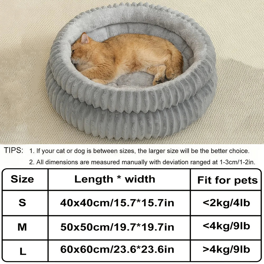 Round Cute Cat Bed for Large Dog Bed Pet Basket Cozy Cat House Super Soft Pet Bed Plush Dog House For Medium Warm Sleep Kitten