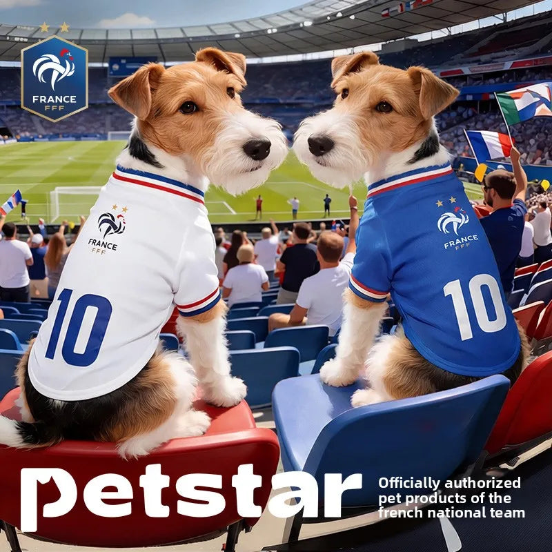 French  football team Pet Breathable Mesh Jersey Summer Quick Dry Vest Thin Cool T Shirt Clothes for Cats Dogs Puppy